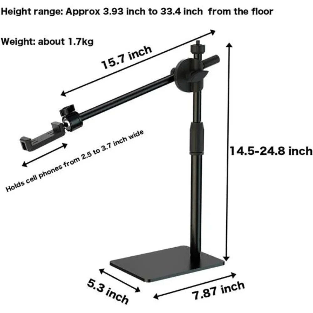 Overhead Phone and Camera Mount Stand - Compatible with iPhone Logitech Webcam
